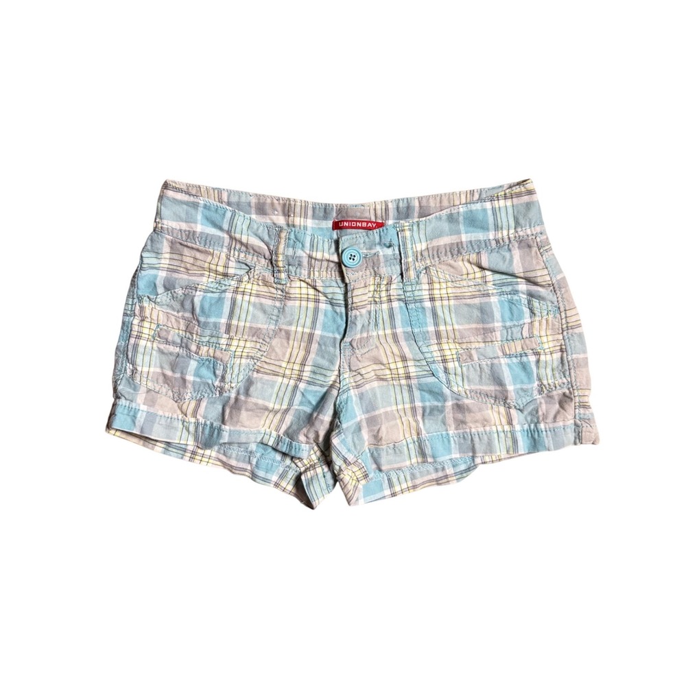 Unionbay Women Blue Plaid Cotton Shorts